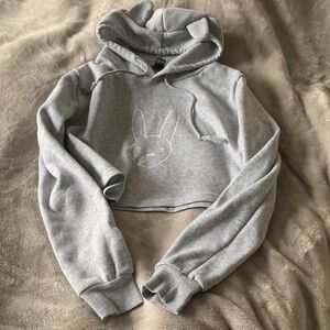 Buff Bunny Gray Cropped Hoodie
